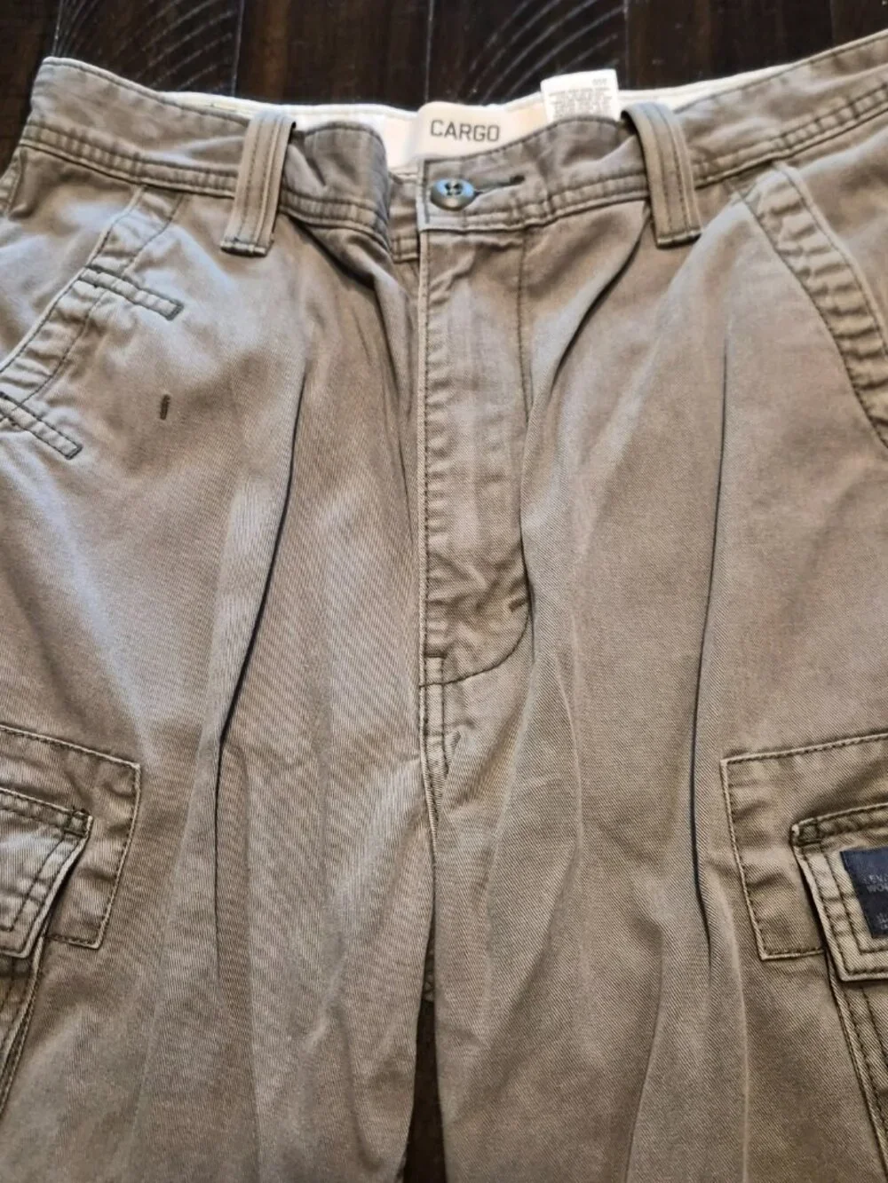 Vintage Levis Cargo Shorts Men 32 Olive Green Canvas 100% Cotton Work Y2K G595
